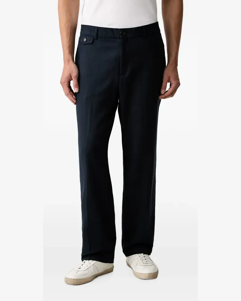 Scotch&Soda Otis herringbone-pattern straight-leg trousers - Blau Blau