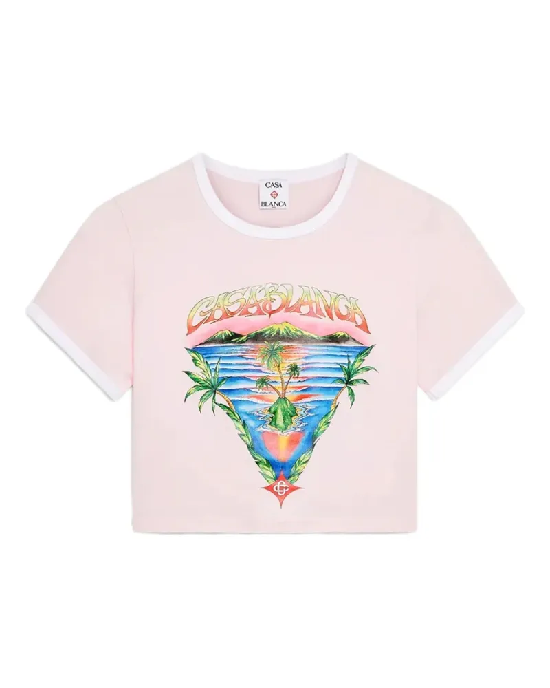 Casablanca Paris graphic short-sleeve cropped T-shirt - Rosa Rosa