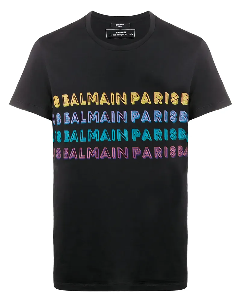 Balmain T-Shirt mit Logo-Print - Schwarz Schwarz