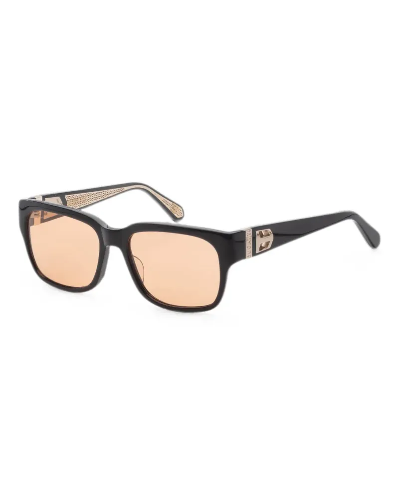 Bugatti Eckige Sonnenbrille mit Logo-Schild - Schwarz Schwarz