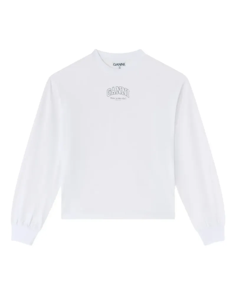Ganni Klassisches Langarmshirt - Weiß Weiß
