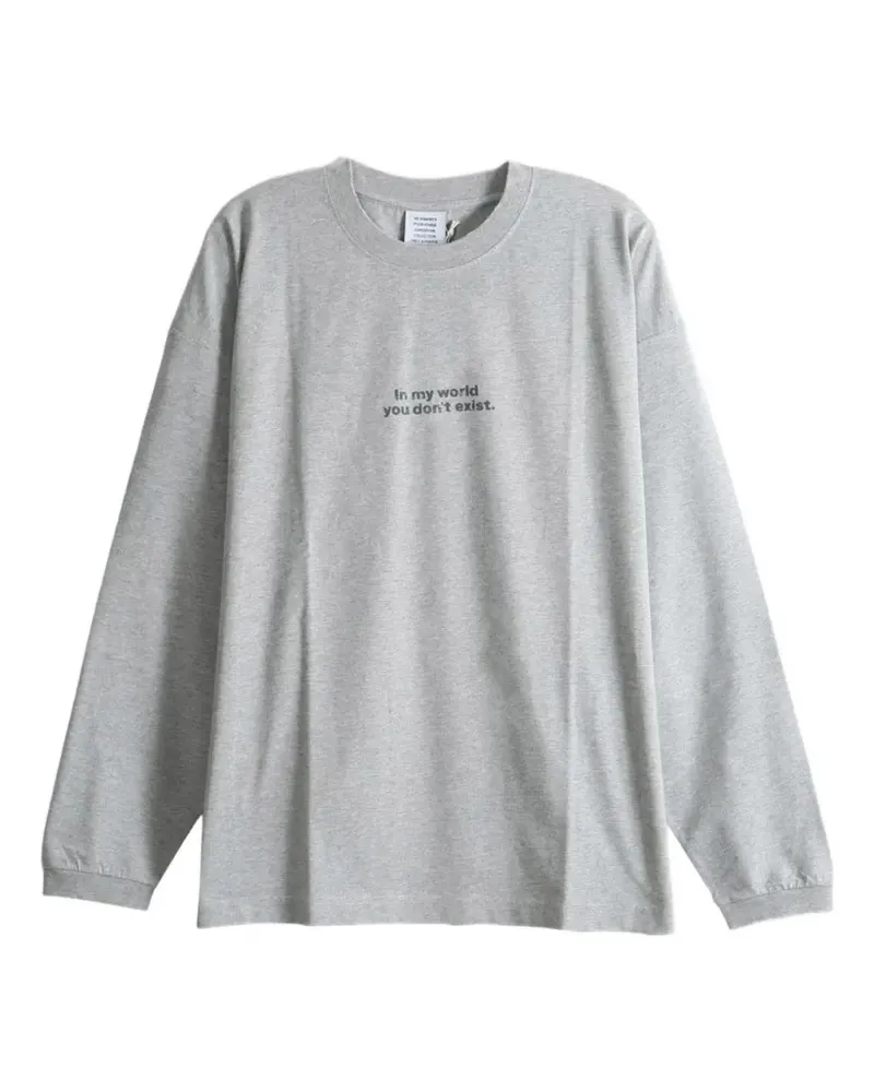 VETEMENTS slogan-print long-sleeve T-shirt - Grau Grau