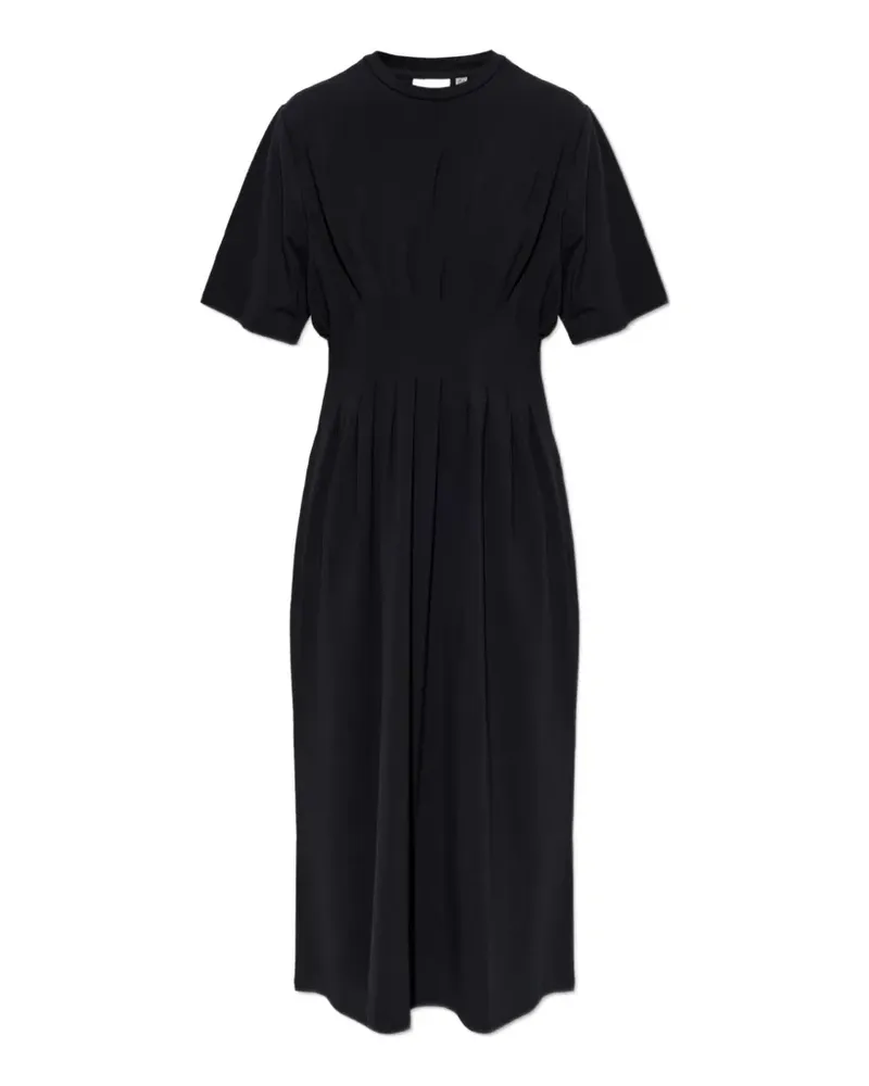 Gestuz Gzinez pleated short-sleeve midi dress - Schwarz Schwarz