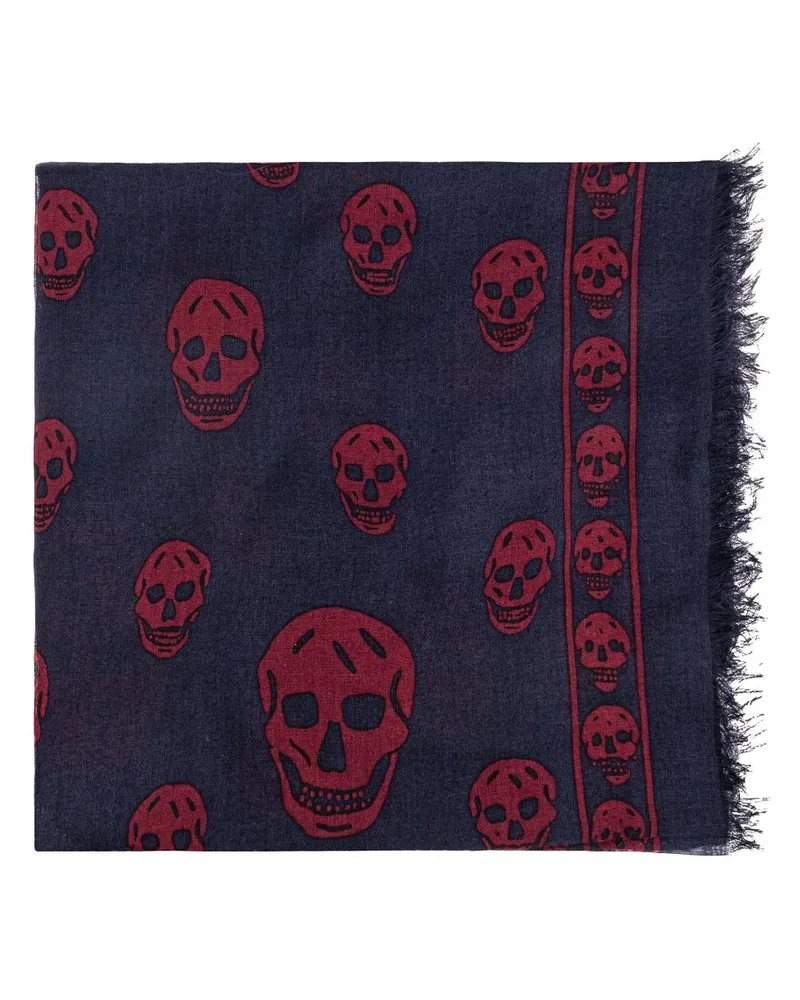 Alexander McQueen Schal mit Totenkopf-Print - Blau Blau