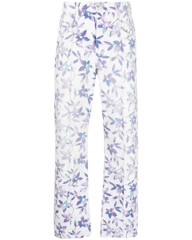 Isabel Marant Gerade Hose mit Blumen-Print - Weiß Weiß
