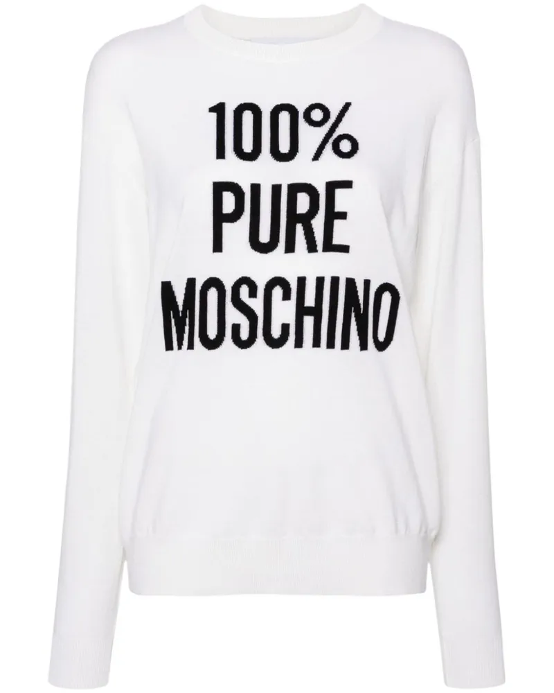 Moschino Intarsien-Pullover mit Slogan Nude