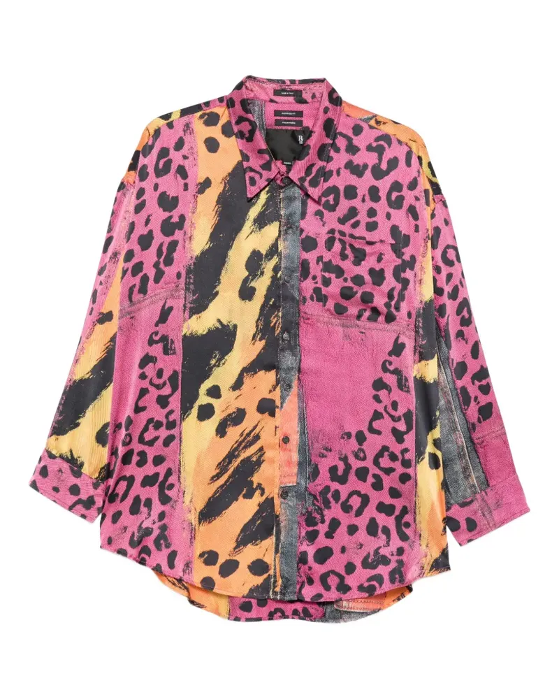 R13 animal-print panelled shirt - Rosa Rosa
