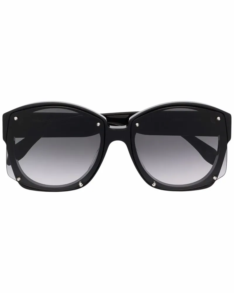 Alexander McQueen Runde Oversized-Sonnenbrille - Schwarz Schwarz