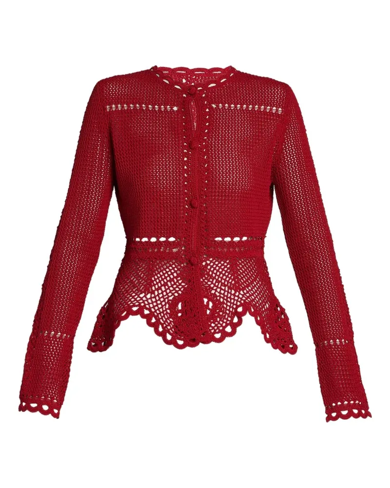 Erdem Gehäkelter Cardigan mit Schößchen - Rot Rot