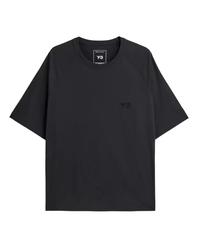 Y-3 logo-print raglan-sleeve T-shirt - Schwarz Schwarz