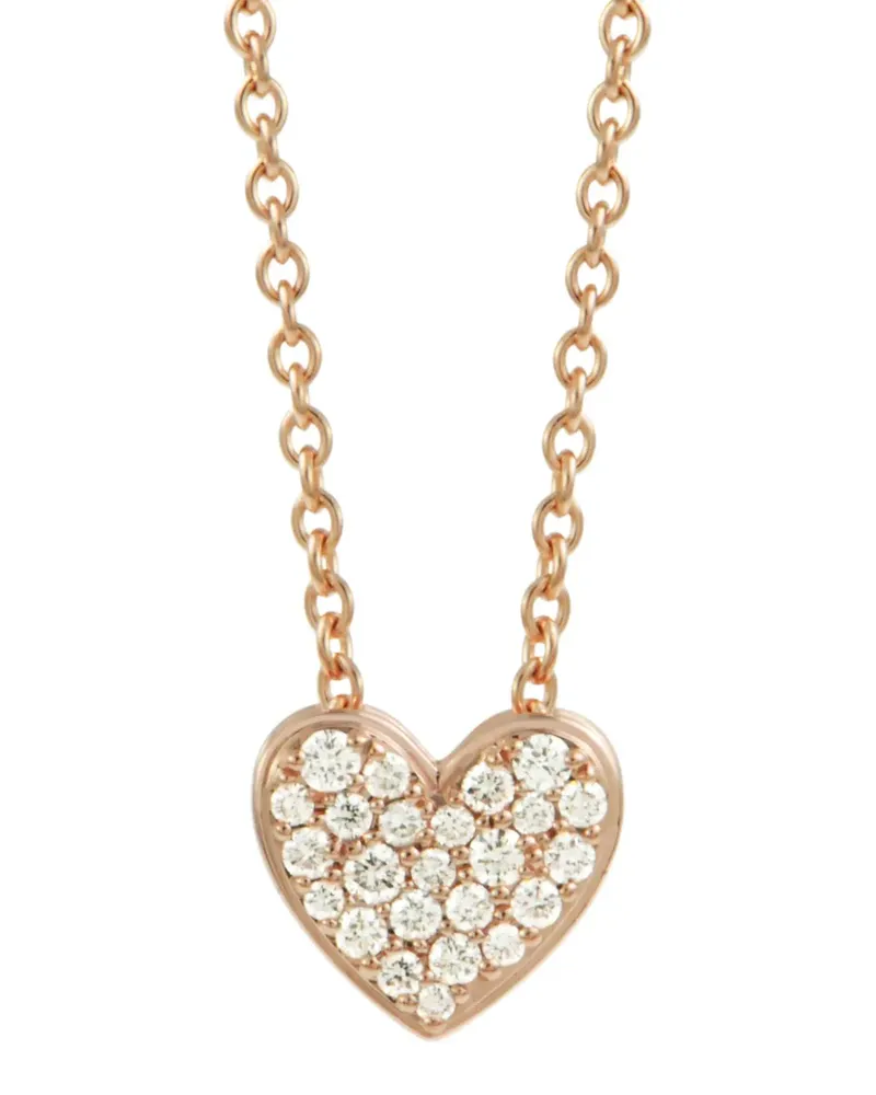 Alinka 18kt Caviar Heart Rotgoldhalskette mit Diamanten - Rosa Rosa