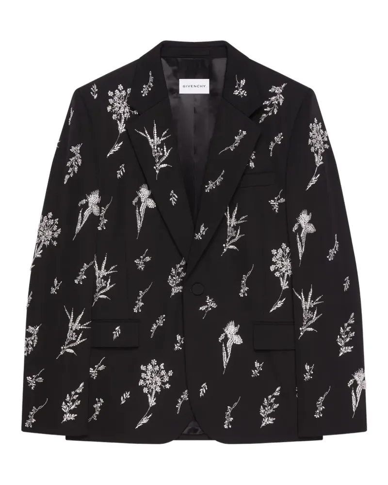 Givenchy Einreihige Jacke aus Wolle mit Kristallstickerei - Schwarz Schwarz