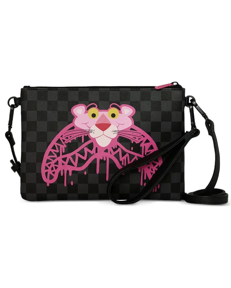 Sprayground x Pink Panther checkered clutch bag - Schwarz Schwarz