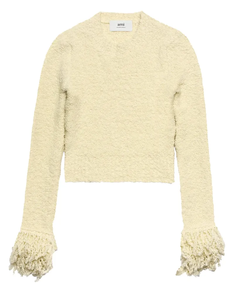AMI Paris Cropped-Pullover mit Fransensaum - Nude Nude