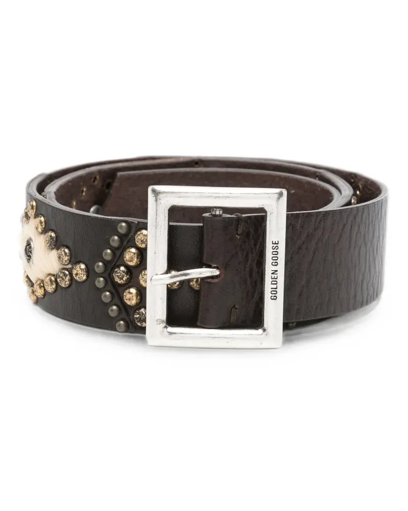 Golden Goose stud-embellishment leather belt - Braun Braun