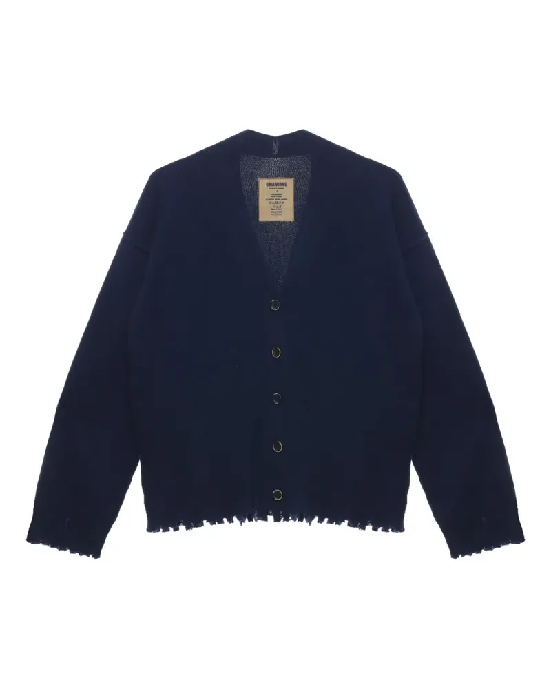 Uma Wang Ausgefranster Over Cardigan mit Knopfleiste - Blau Blau