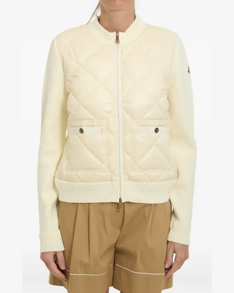 Moncler quilted-front zip-up cardigan - Nude Nude
