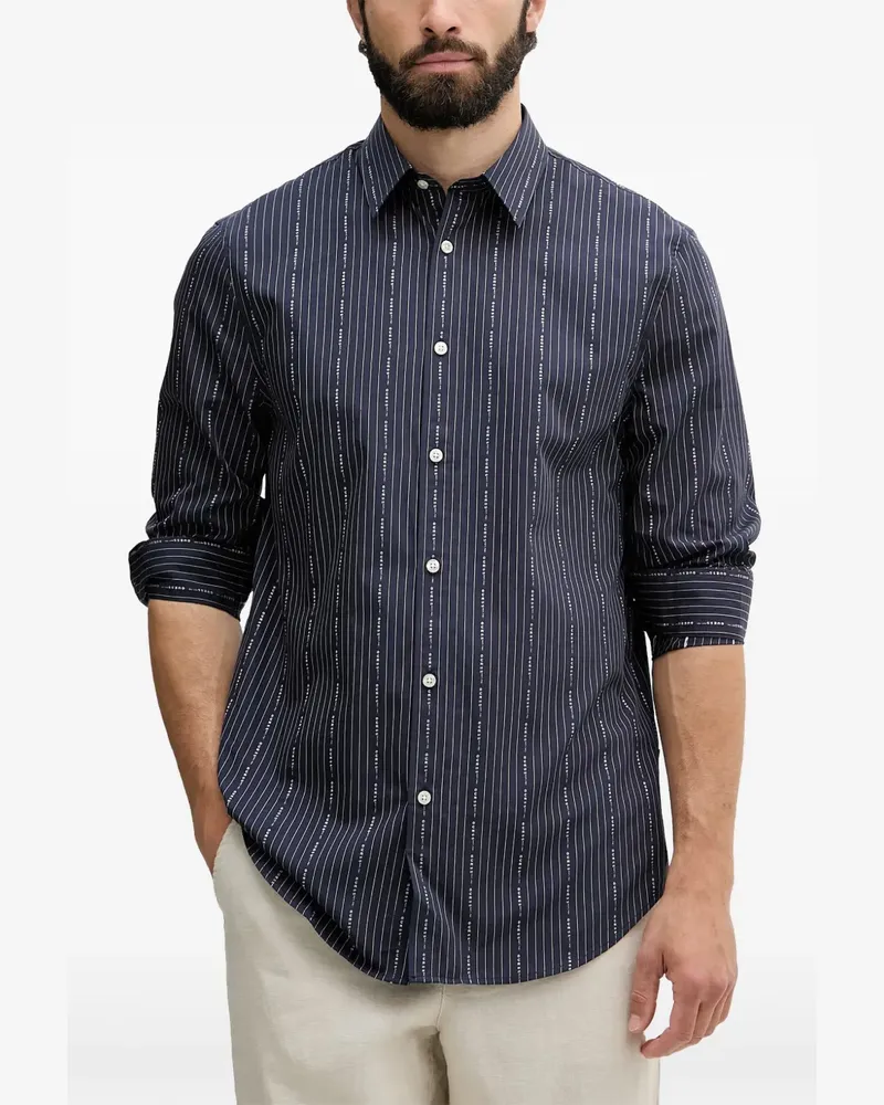 Guess logo-stripe patterned shirt - Blau Blau