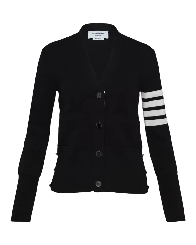 Thom Browne 4-Bar Milano-stitch V-neck cardigan - Schwarz Schwarz