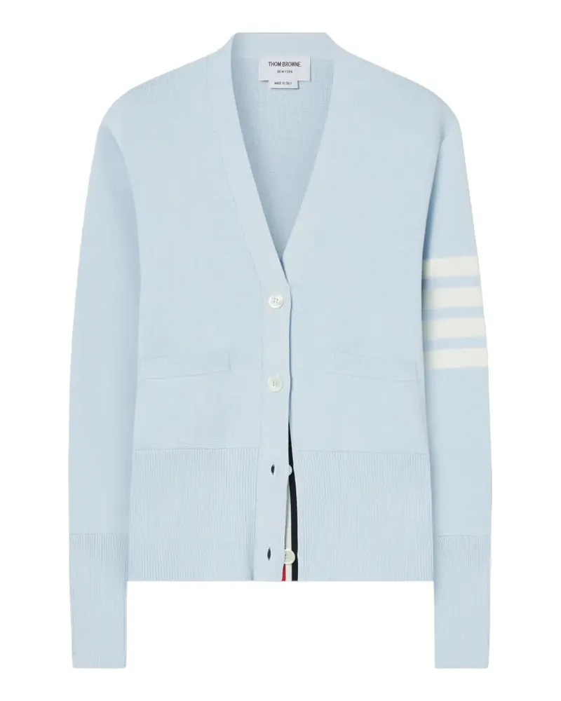 Thom Browne V-Ausschnitt-Cardigan mit 4-Bar Milano-Steppung - Schwarz Schwarz