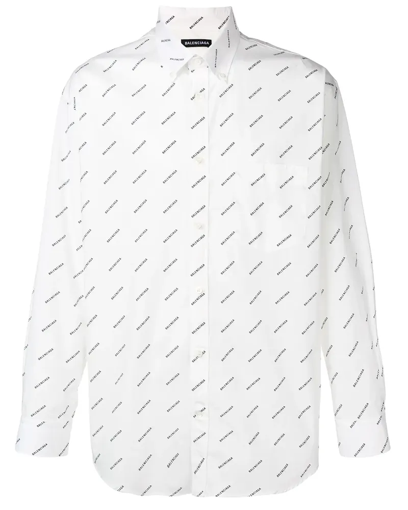 Balenciaga Button-down-Hemd mit Logo - Weiß Weiß