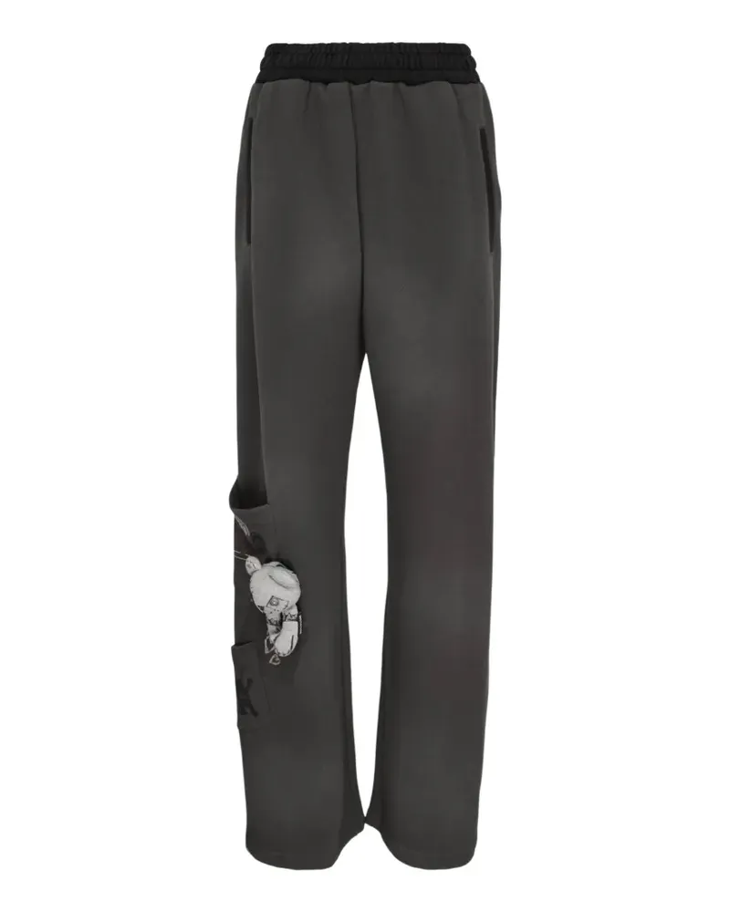 WE 11 DONE Doodle Teddy logo-print track pants - Grau Grau