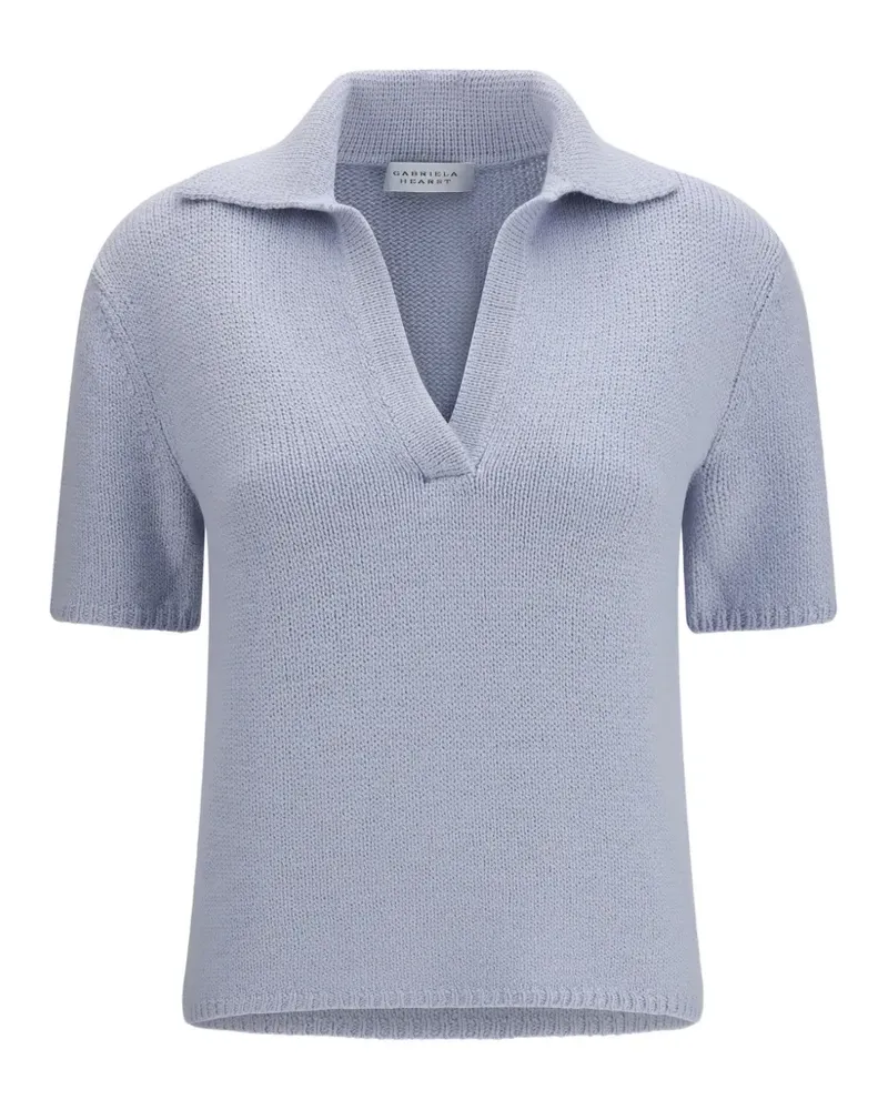 Gabriela Hearst Kurzärmeliger Sohan Pullover mit V-Ausschnitt - Blau Blau