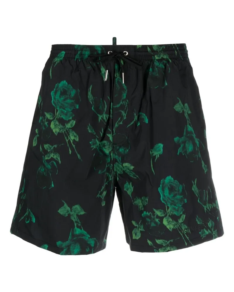 Dsquared2 Badeshorts mit Rosen-Print Schwarz