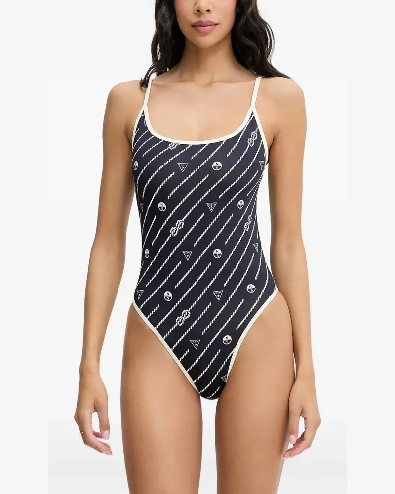 Guess rope-print swimsuit - Blau Blau