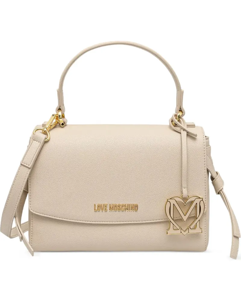 Moschino logo-plaque tote bag - Nude Nude