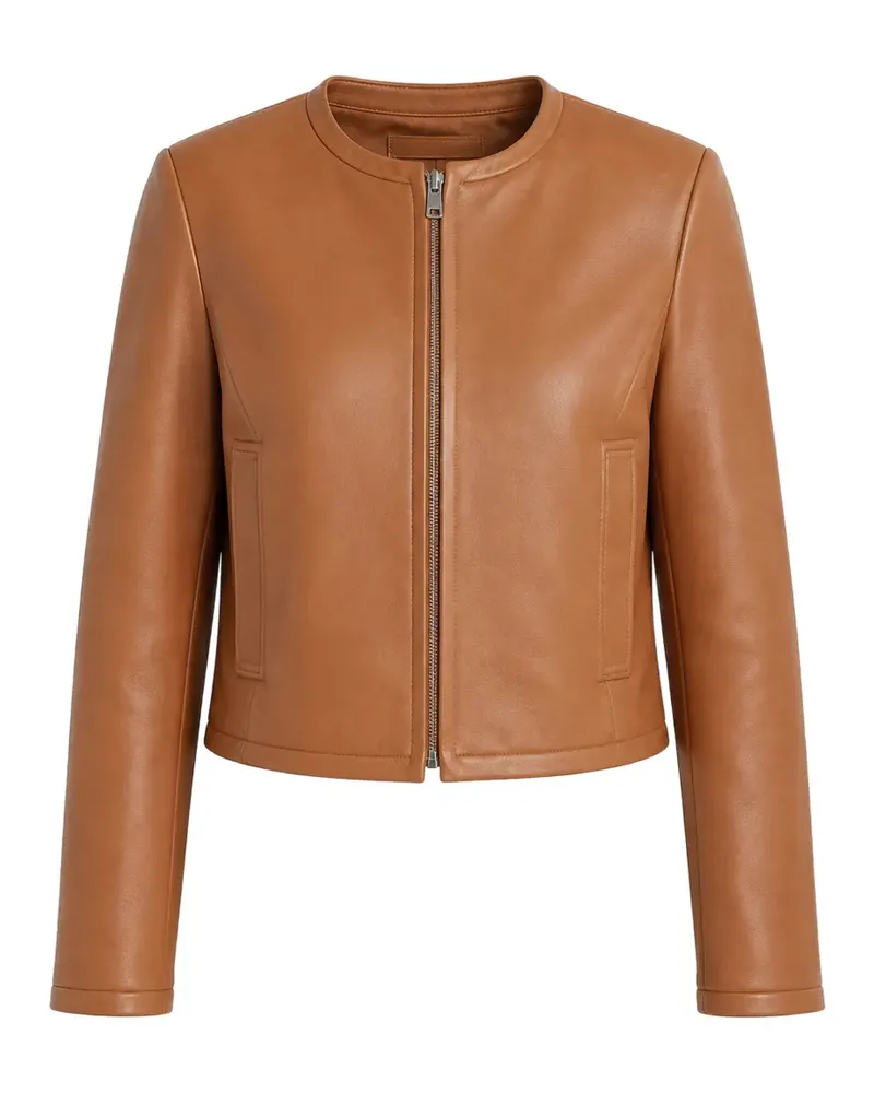 Theory crop collarless zip-up jacket - Braun Braun