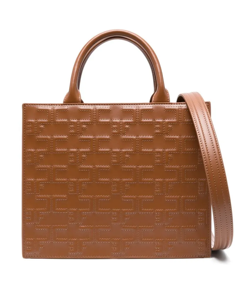 Elisabetta Franchi Handtasche mit Logo-Prägung - Braun Braun