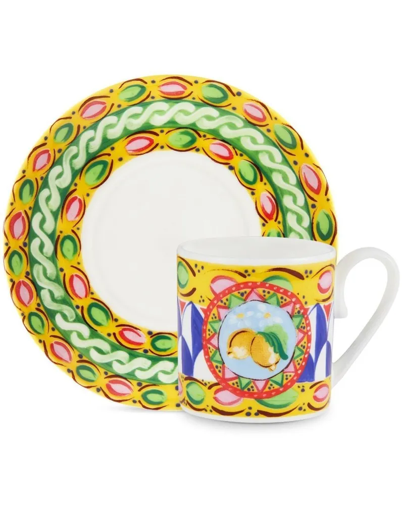 Dolce & Gabbana Geometrisch gemustertes Espresso-Service - Gelb Gelb