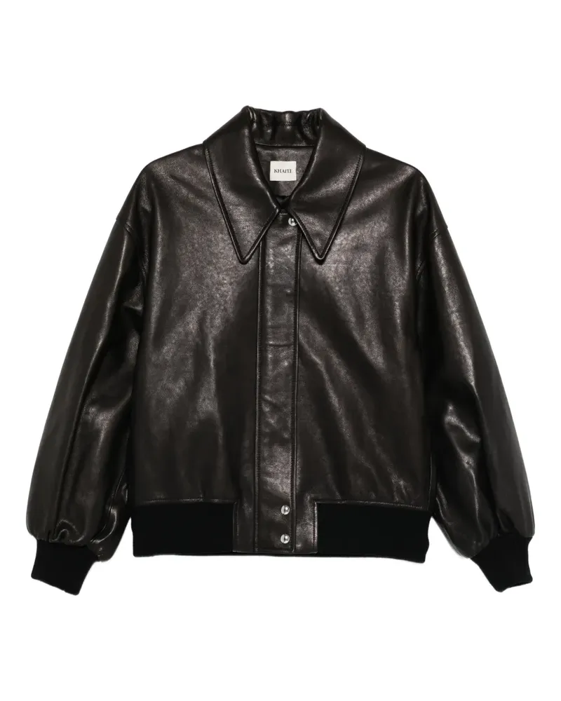 KHAITE collared leather jacket - Schwarz Schwarz