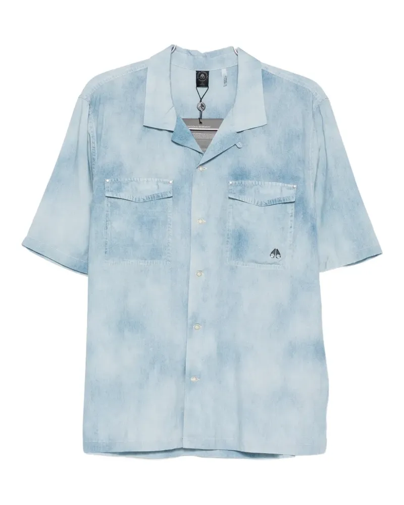 Moose Knuckles denim-print short-sleeve shirt - Schwarz Schwarz