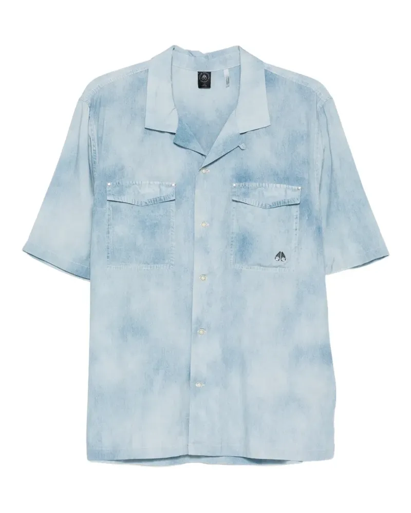 Moose Knuckles denim-print short-sleeve shirt - Schwarz Schwarz