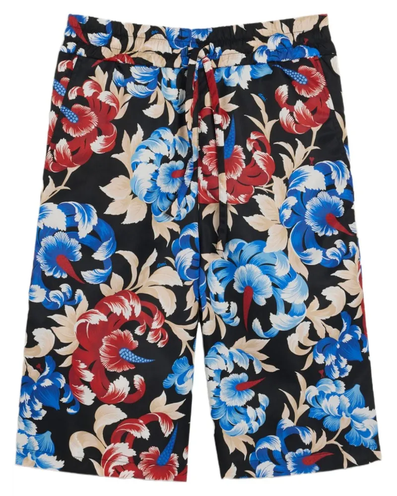 AMI Paris Shorts mit Blumen-Print - Schwarz Schwarz