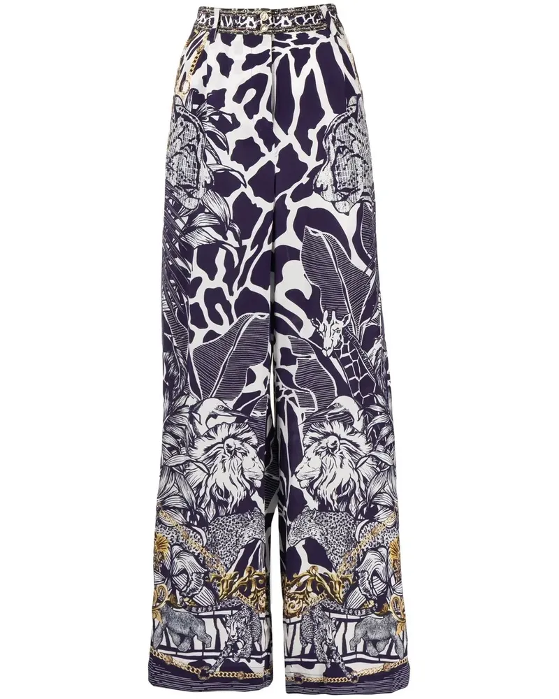 Camilla Weite Hose mit grafischem Print - Blau Blau