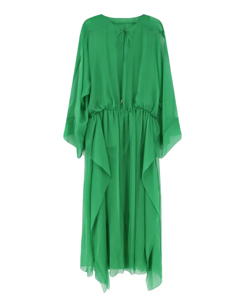 Alberta Ferretti slit-sleeve elasticated-waist maxi dress - Grün Grün