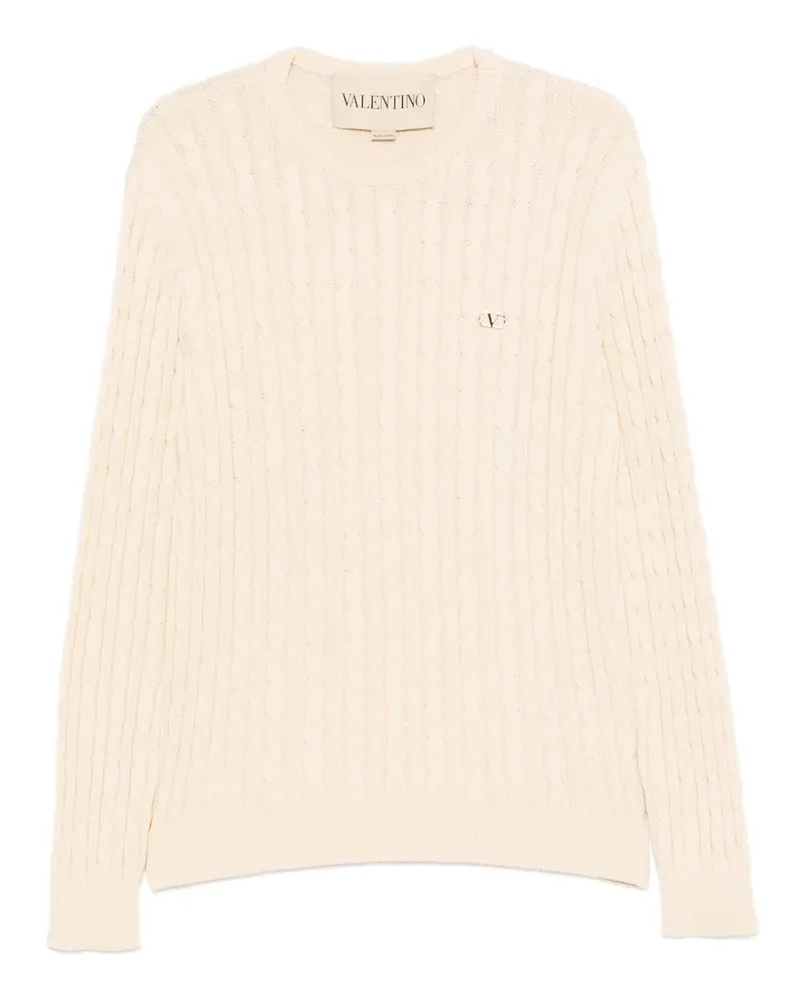 Valentino Garavani VLogo Pullover mit Zopfmuster - Nude Nude