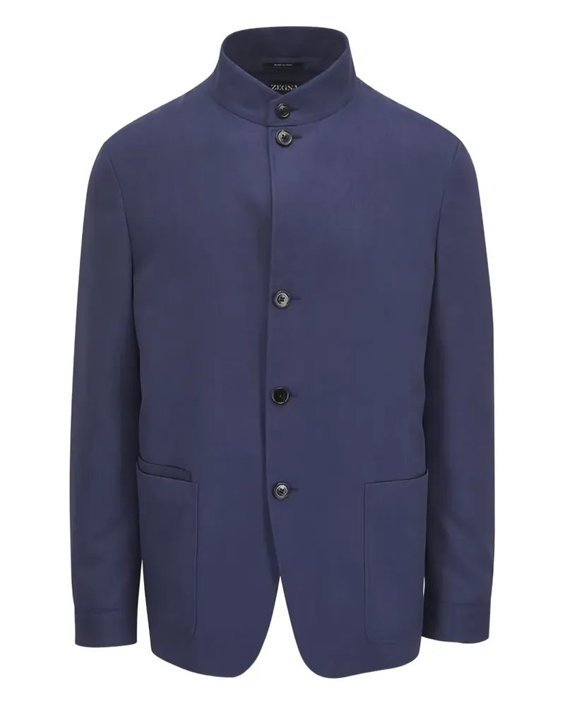 Ermenegildo Zegna Geknöpfte Jacke ohne Kragen - Blau Blau