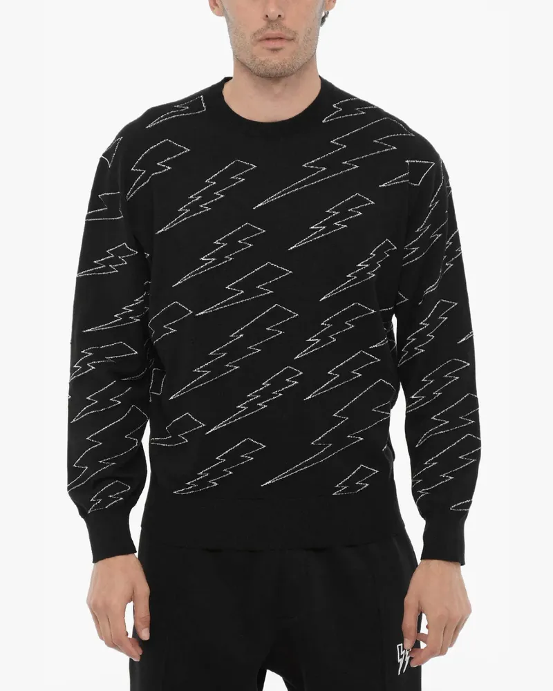 Neil Barrett Pullover mit Blitz-Stickerei - Schwarz Schwarz