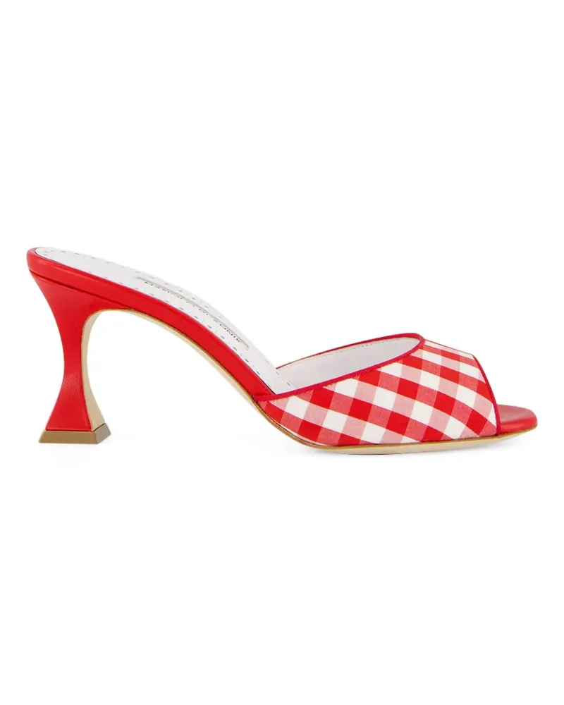 Manolo Blahnik Jadara cotton gingham mules - Rot Rot
