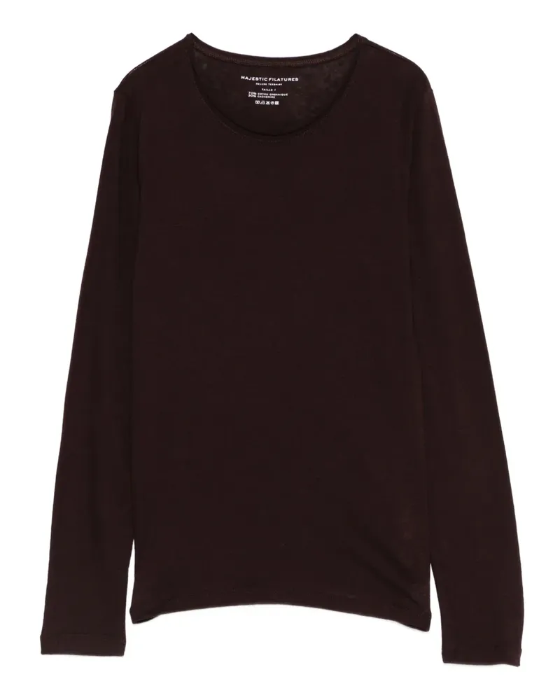 Majestic Langarmshirt mit rundem Ausschnitt - Rot Rot