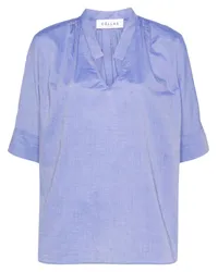 Câllas Milano Andie Chambray-Bluse mit V-Ausschnitt Blau