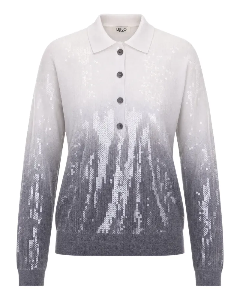 Liu Jo sequin-embellished dégradé polo shirt - Weiß Weiß