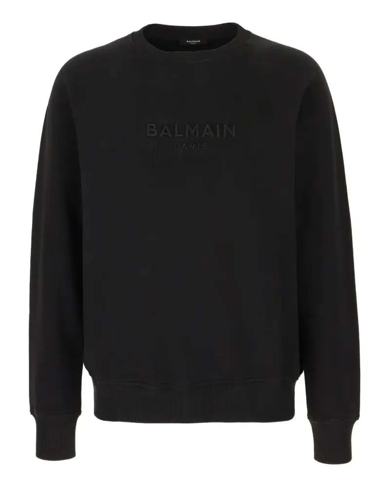 Balmain logo-embroidered cotton sweatshirt - Schwarz Schwarz