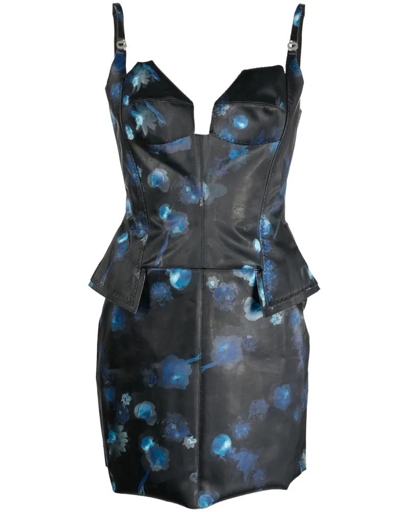 COPERNI Minikleid mit Blumen-Print - Schwarz Schwarz