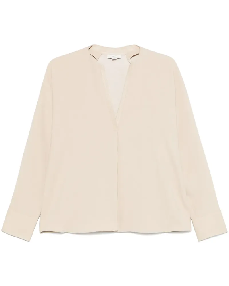 Vince Bluse mit Faux-Leder-Besatz - Nude Nude