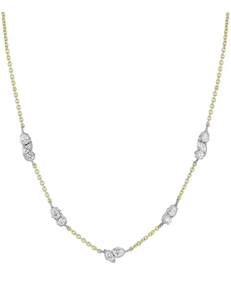 Jade Trau Zweifarbige 18kt Posey Gelbgold- und Platinhalskette mit Diamanten Gold